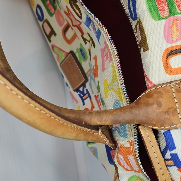 Dooney & Bourke Colorful Alphabet Scribble Canvas Tote Bag ,Multi Print Rr Vntg - Picture 14 of 14